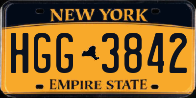 NY license plate HGG3842
