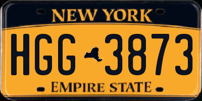 NY license plate HGG3873