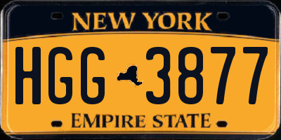 NY license plate HGG3877