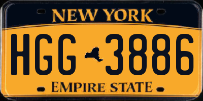 NY license plate HGG3886