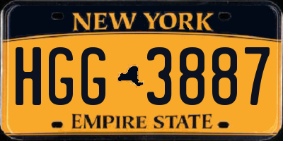 NY license plate HGG3887