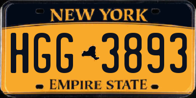 NY license plate HGG3893
