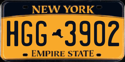 NY license plate HGG3902