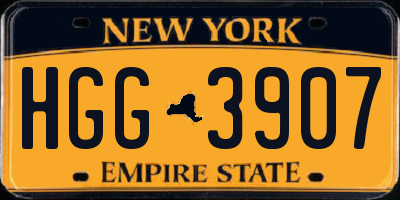 NY license plate HGG3907