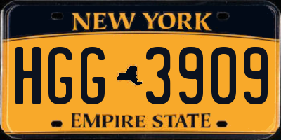 NY license plate HGG3909