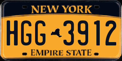 NY license plate HGG3912