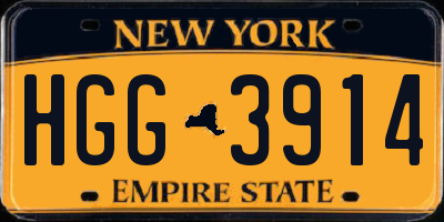 NY license plate HGG3914