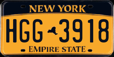 NY license plate HGG3918