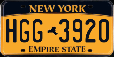 NY license plate HGG3920