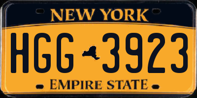 NY license plate HGG3923