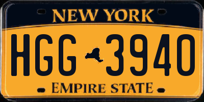 NY license plate HGG3940