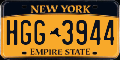 NY license plate HGG3944