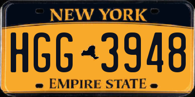 NY license plate HGG3948