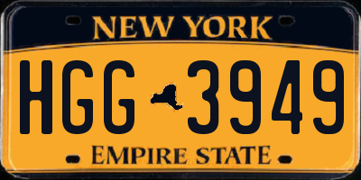 NY license plate HGG3949