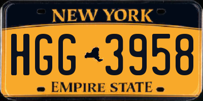 NY license plate HGG3958