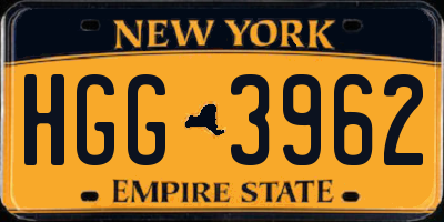 NY license plate HGG3962