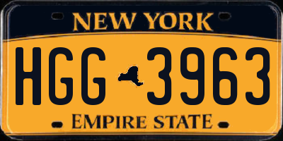 NY license plate HGG3963