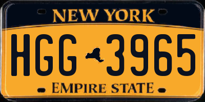 NY license plate HGG3965
