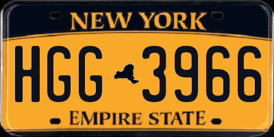 NY license plate HGG3966