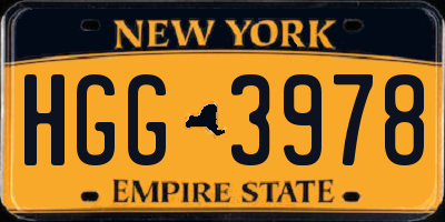 NY license plate HGG3978