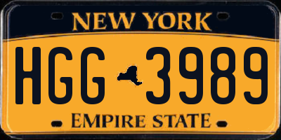 NY license plate HGG3989
