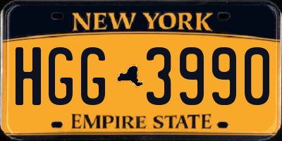 NY license plate HGG3990