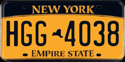 NY license plate HGG4038