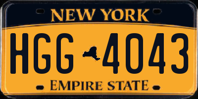 NY license plate HGG4043