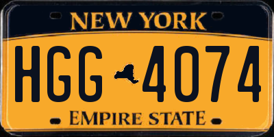 NY license plate HGG4074