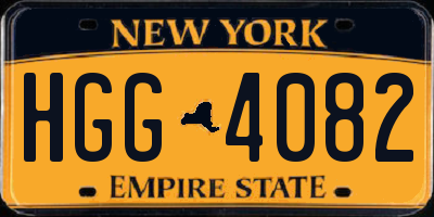 NY license plate HGG4082
