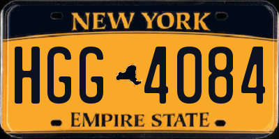 NY license plate HGG4084