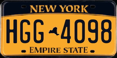 NY license plate HGG4098