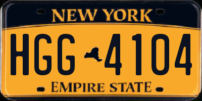 NY license plate HGG4104