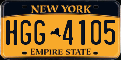 NY license plate HGG4105