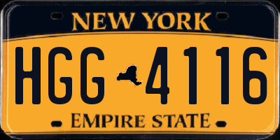 NY license plate HGG4116