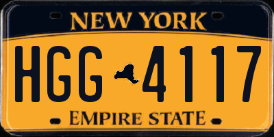 NY license plate HGG4117