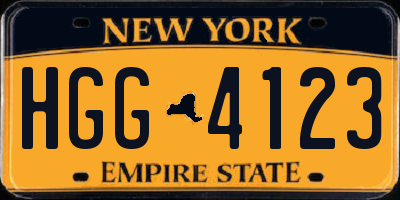 NY license plate HGG4123