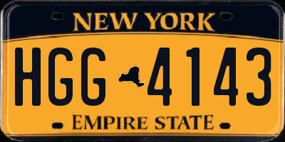NY license plate HGG4143