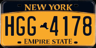 NY license plate HGG4178