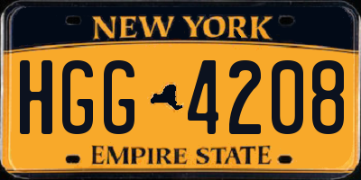 NY license plate HGG4208