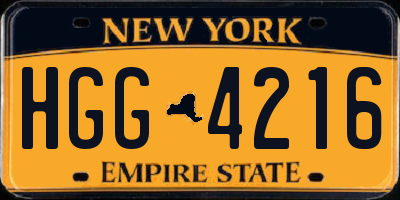 NY license plate HGG4216