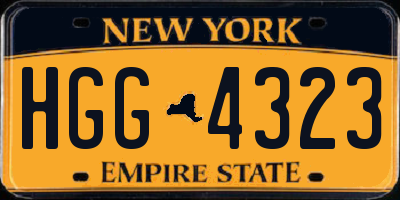 NY license plate HGG4323