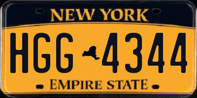 NY license plate HGG4344