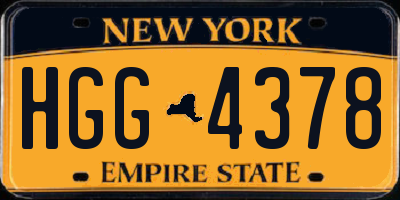 NY license plate HGG4378