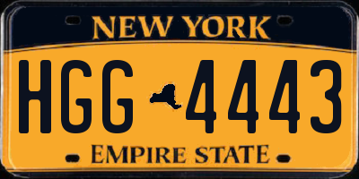 NY license plate HGG4443