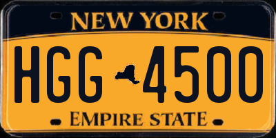 NY license plate HGG4500