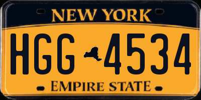 NY license plate HGG4534