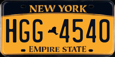 NY license plate HGG4540