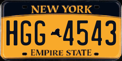 NY license plate HGG4543