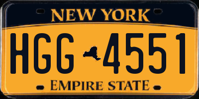 NY license plate HGG4551